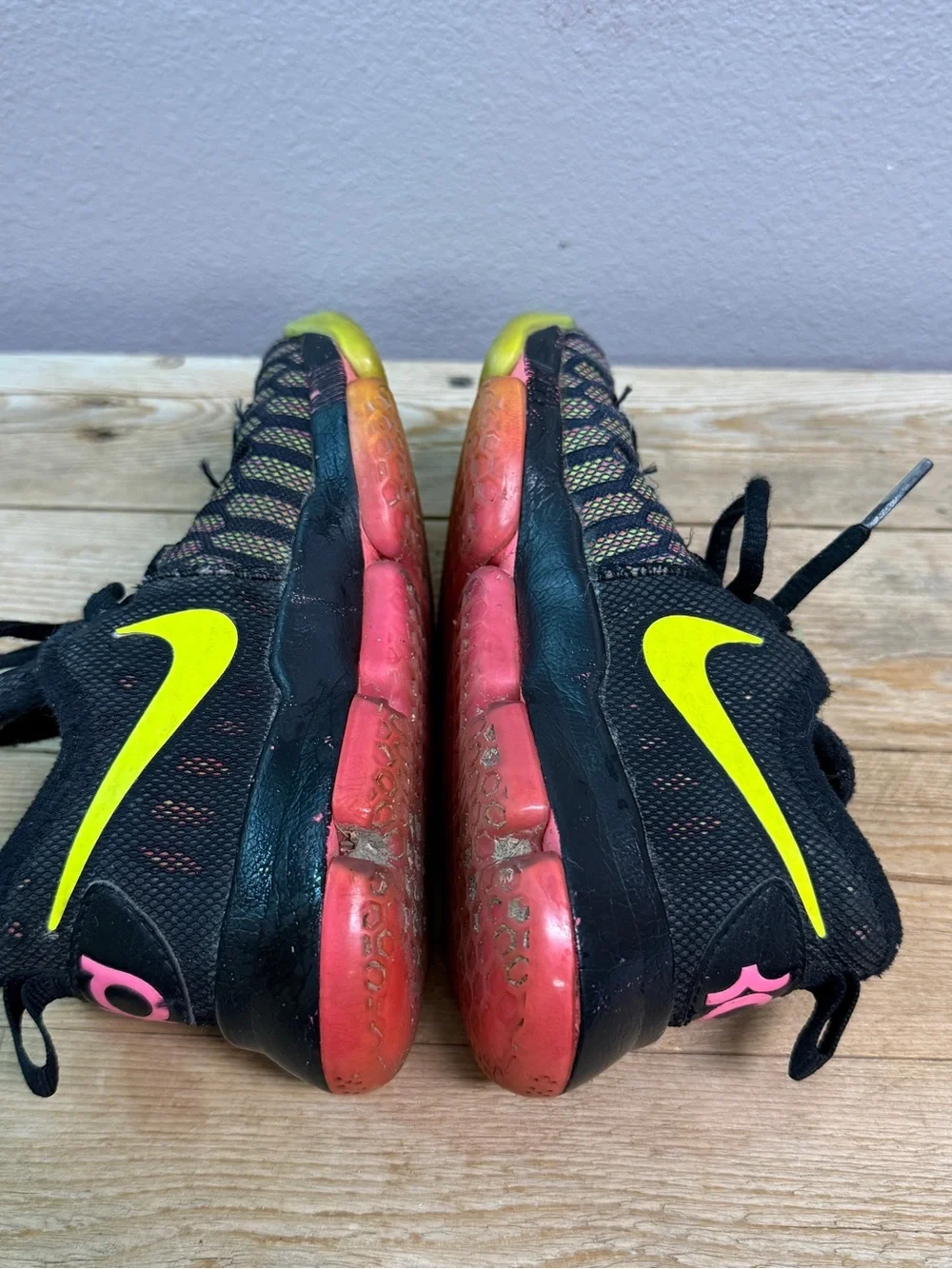 Nike Kids Black Neon Yellow Pink Mesh Sneakers